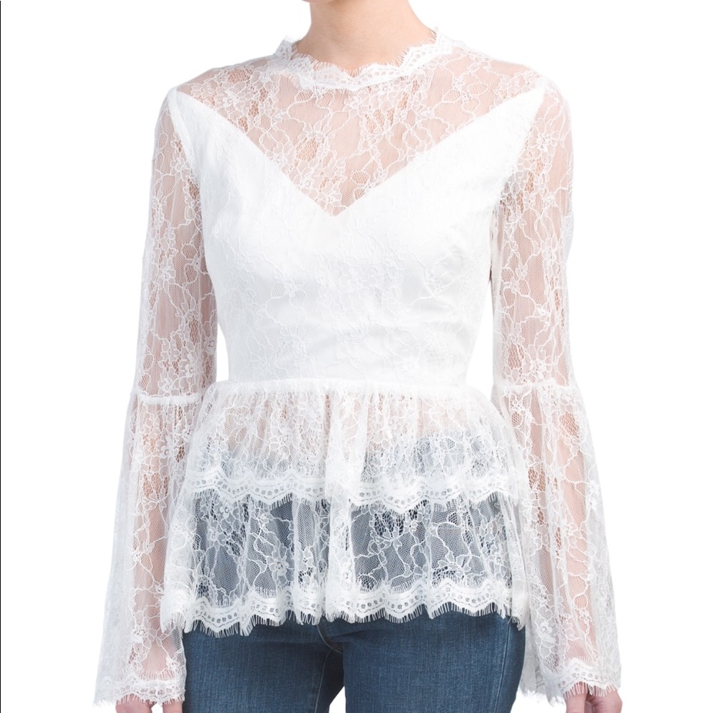 Ina lace babydoll tiered long sleeve top small